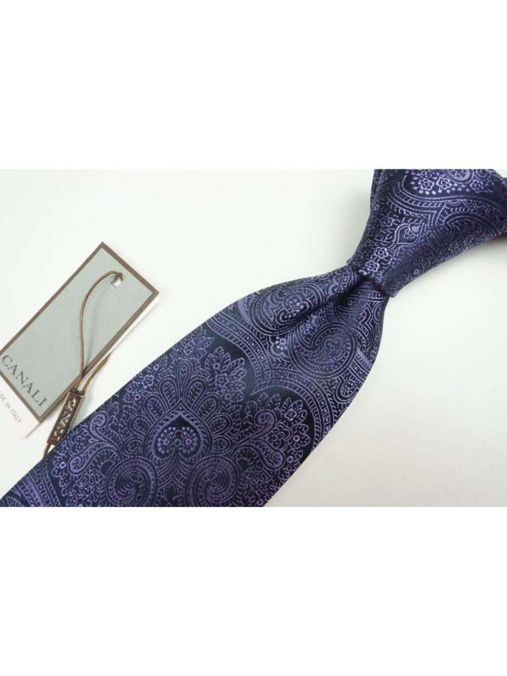 Canali Eggplant Irish Purple Paisley Silk Tie Brand New With Tags
